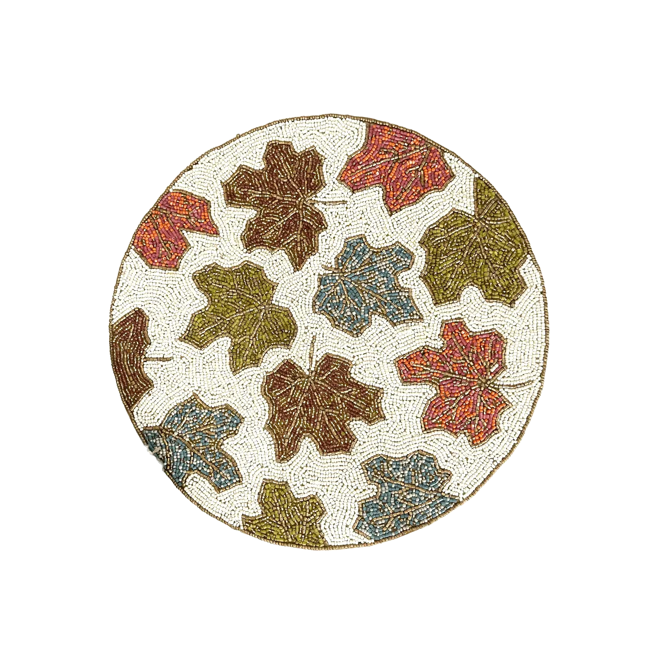 Maple leaf Round Beaded Placemat