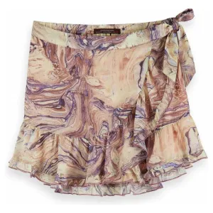 Marbled Wrap Around Mini Skirt