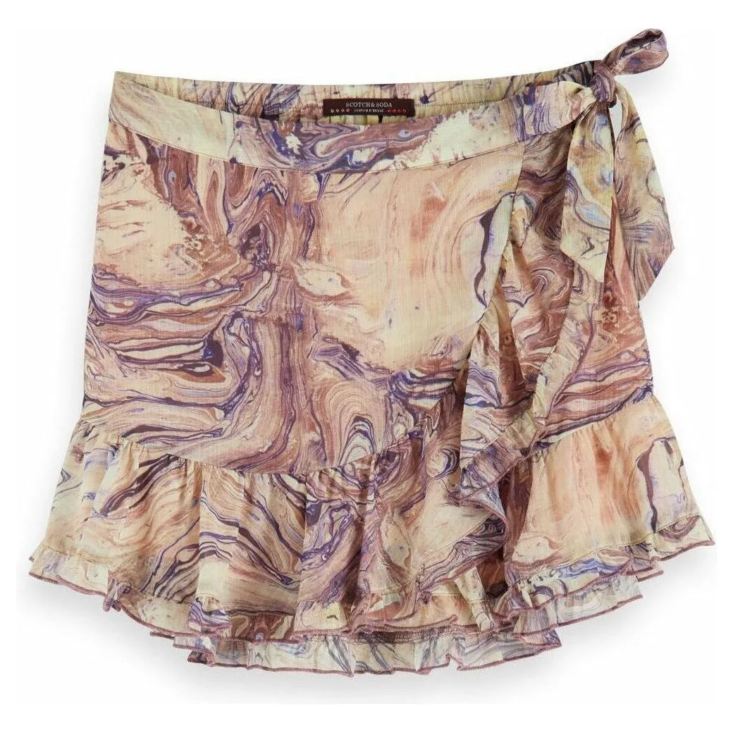Marbled Wrap Around Mini Skirt