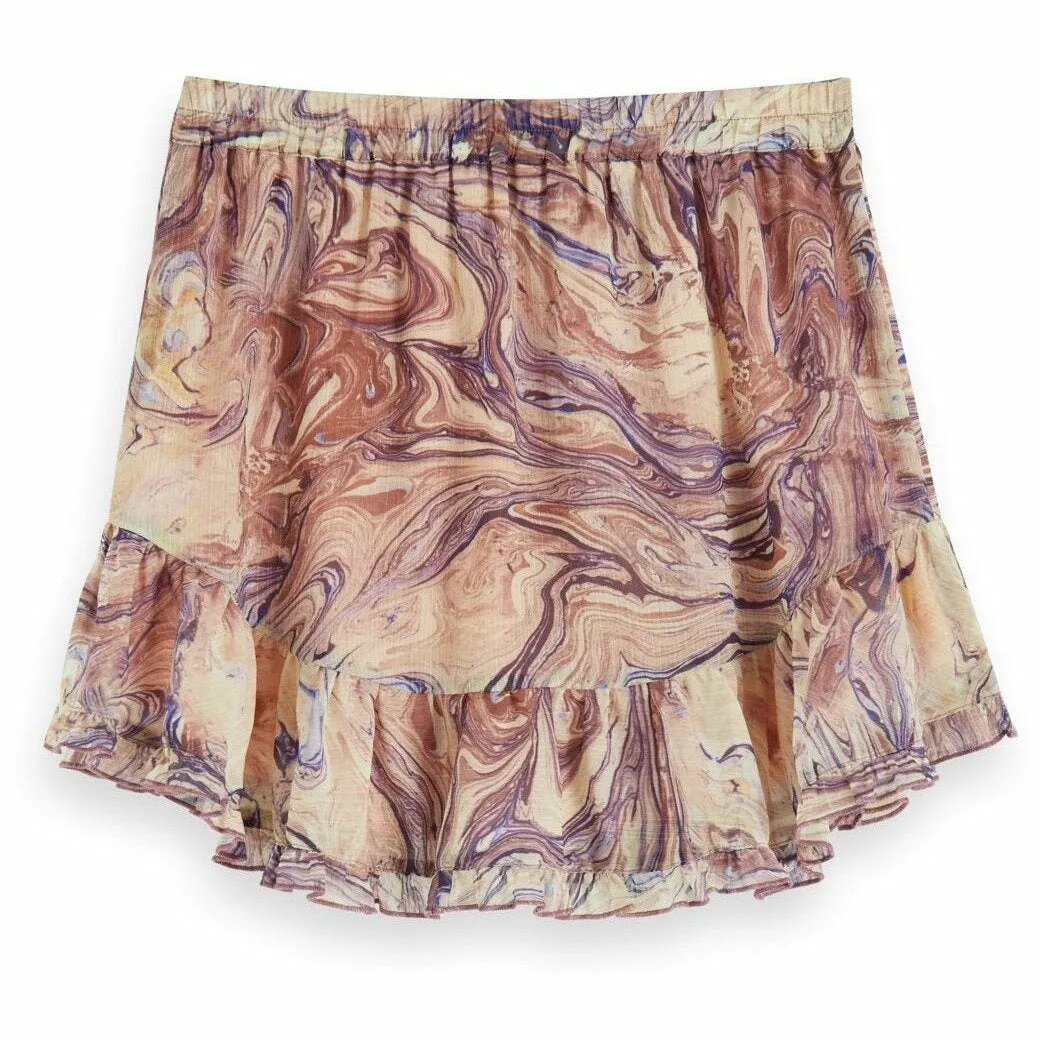 Marbled Wrap Around Mini Skirt