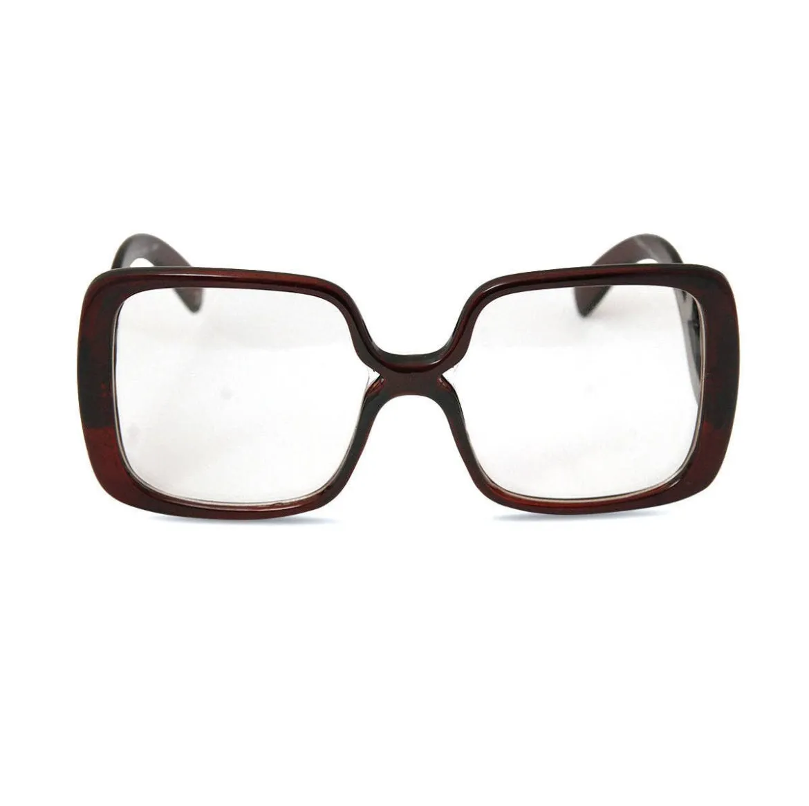 Maroon Square Clear Eyewear