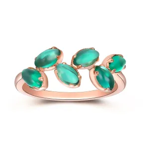Marquise Cut 1.2CT Emerald Engagement Ring, Leaf Vine Shaped Emerald Ring, 14K Rose Gold May Birthstone Ring