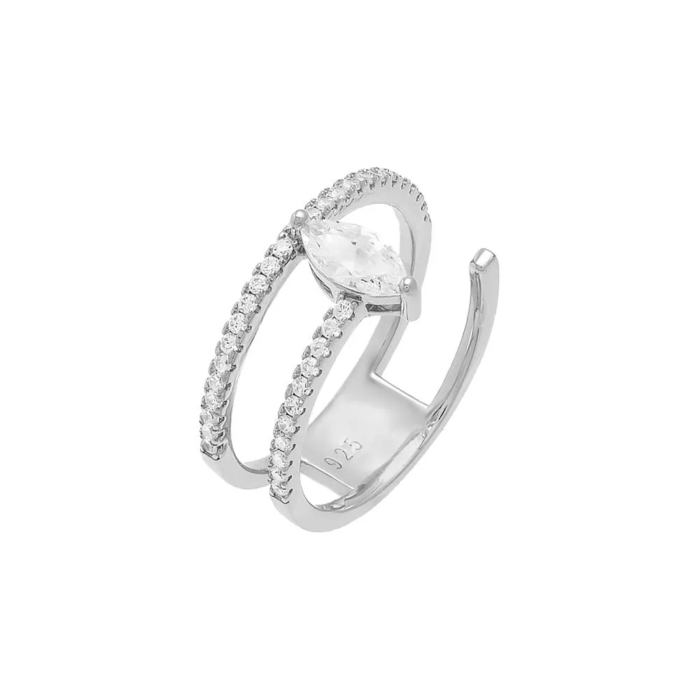 Marquise Half Wrap Pave Ring