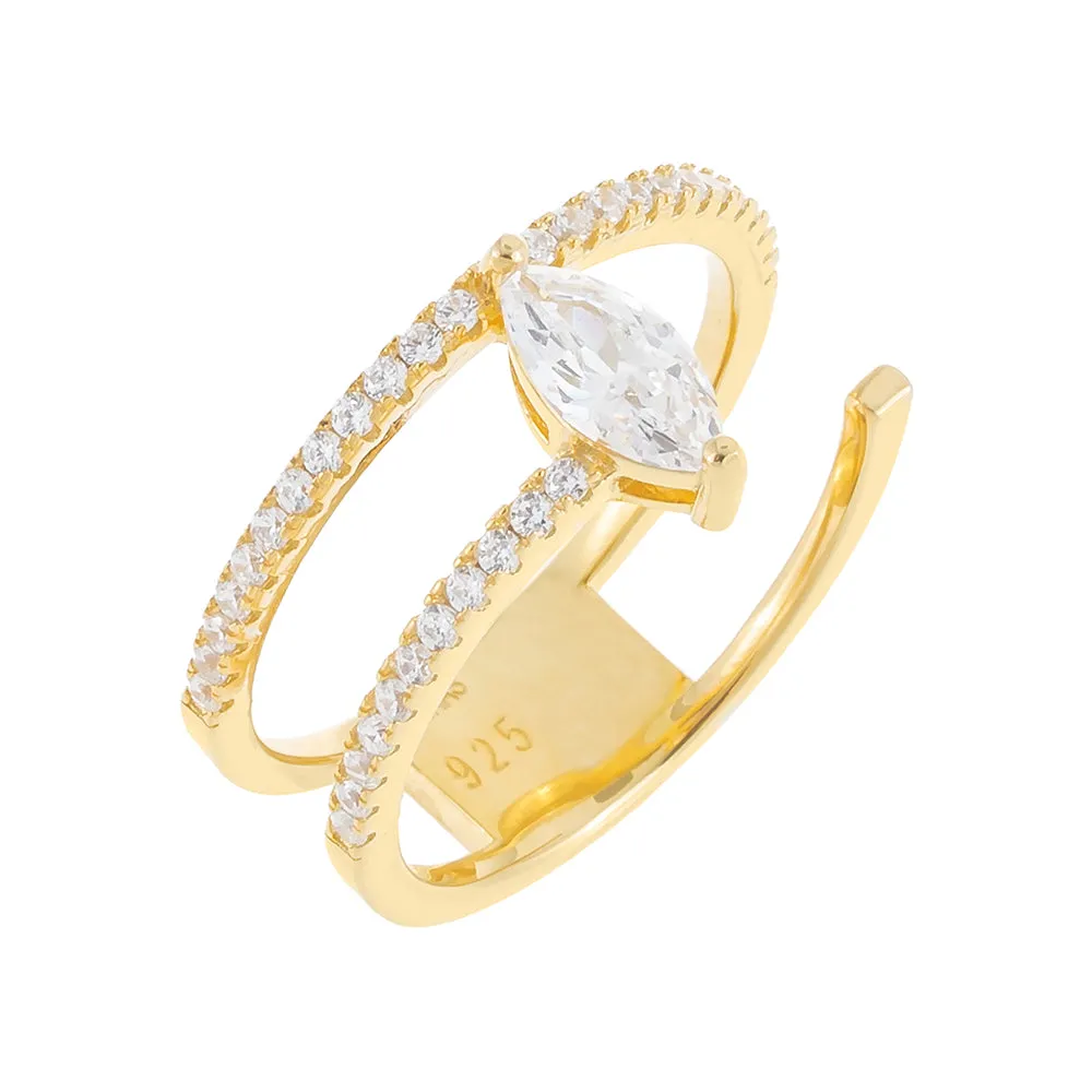 Marquise Stone Pavé Wrap Ring