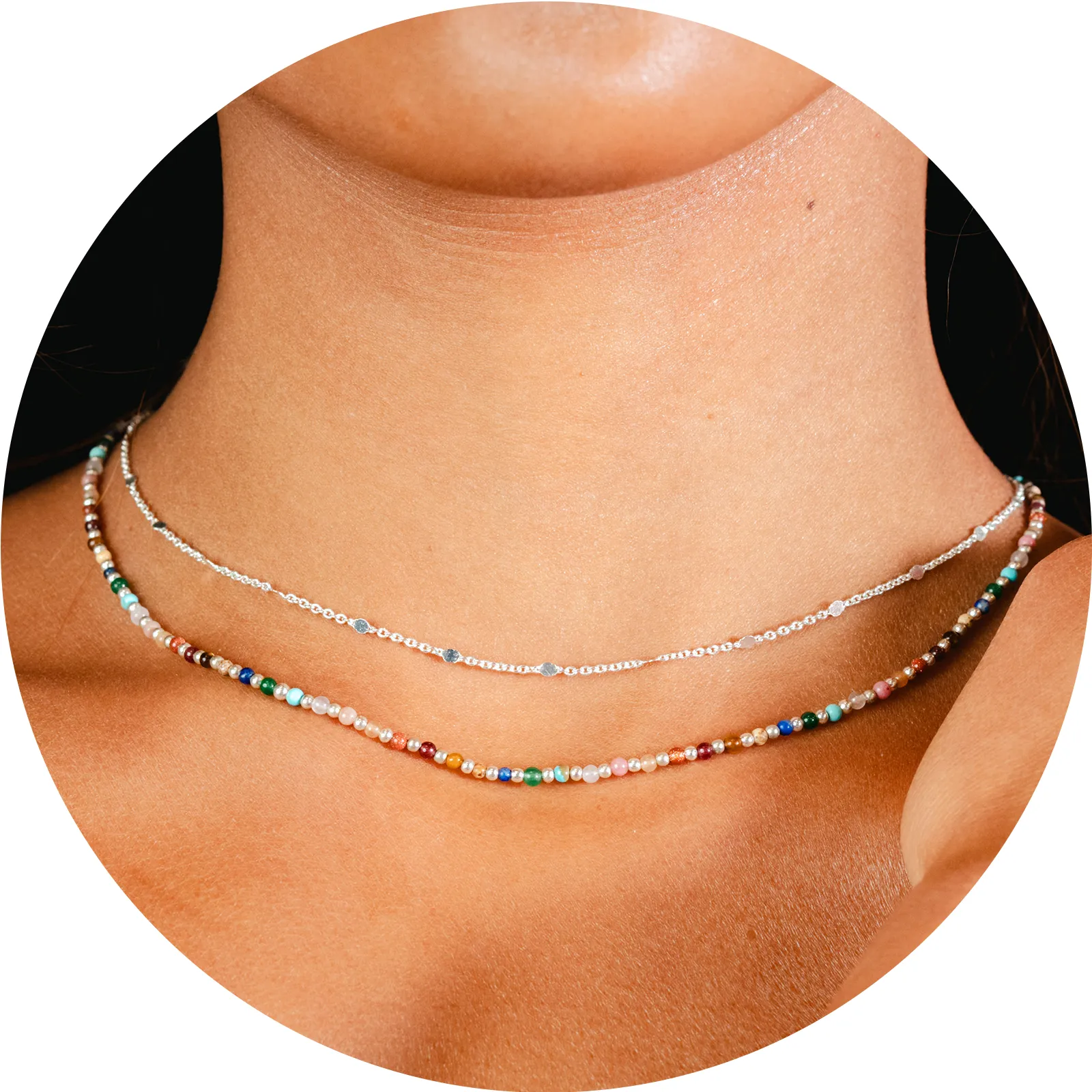 Master Healer 2mm Healing   Circles in the Sand Necklace Stack