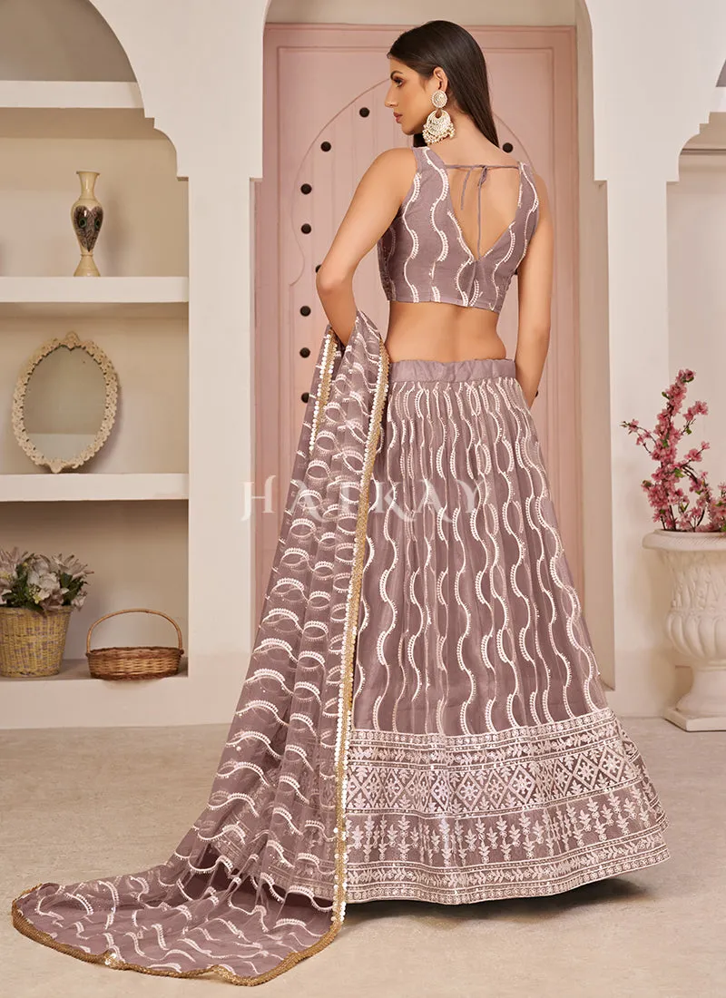 Mauve Purple Embroidered Lehenga Choli