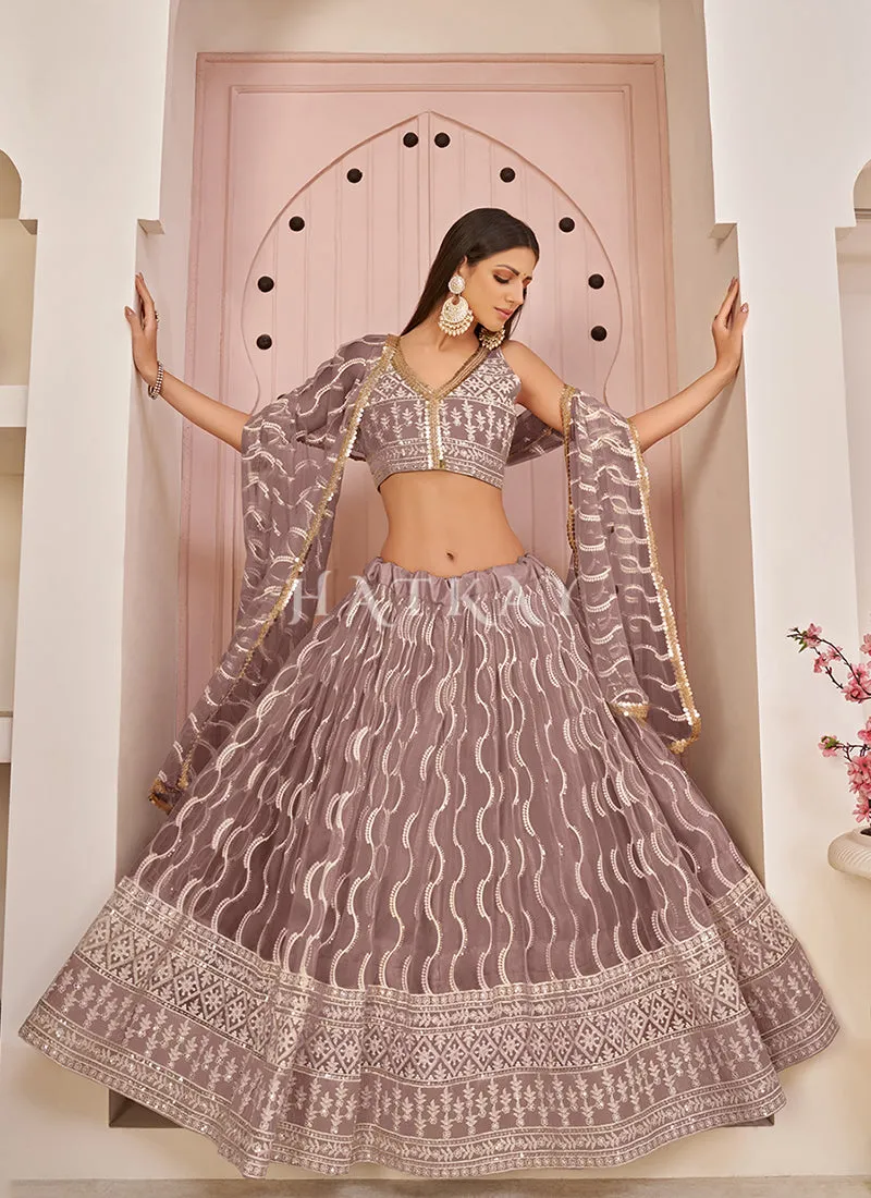 Mauve Purple Embroidered Lehenga Choli