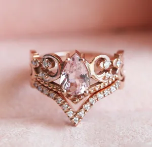 Maxine Morganite Ring With Diamond Band