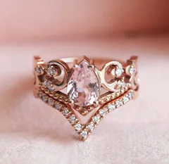 Maxine Morganite Ring With Diamond Band
