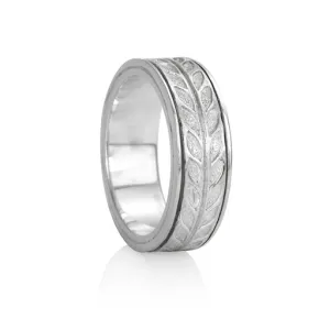 Meditation Ring Hailey Sterling Silver Leaf Pattern Spinning Band