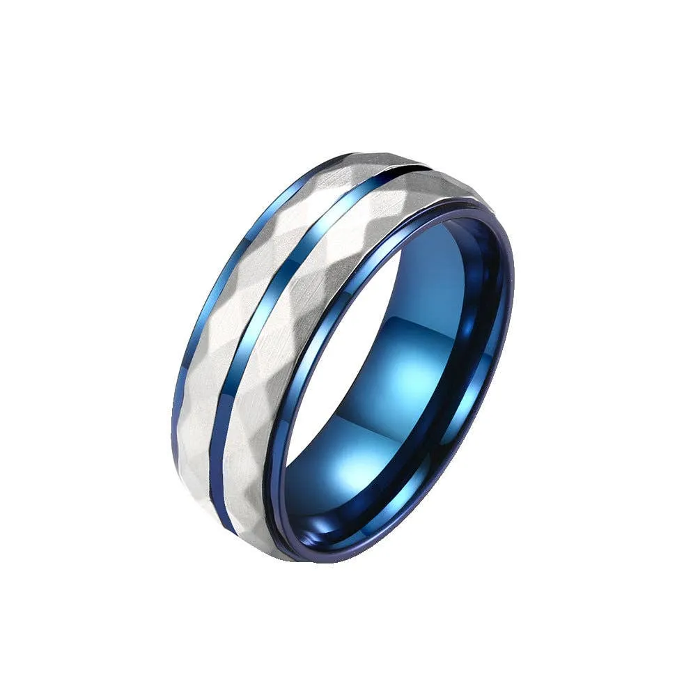 Men's Stainless Steel Bicolored Ring Men's Jewelry: No. 11 / Blue