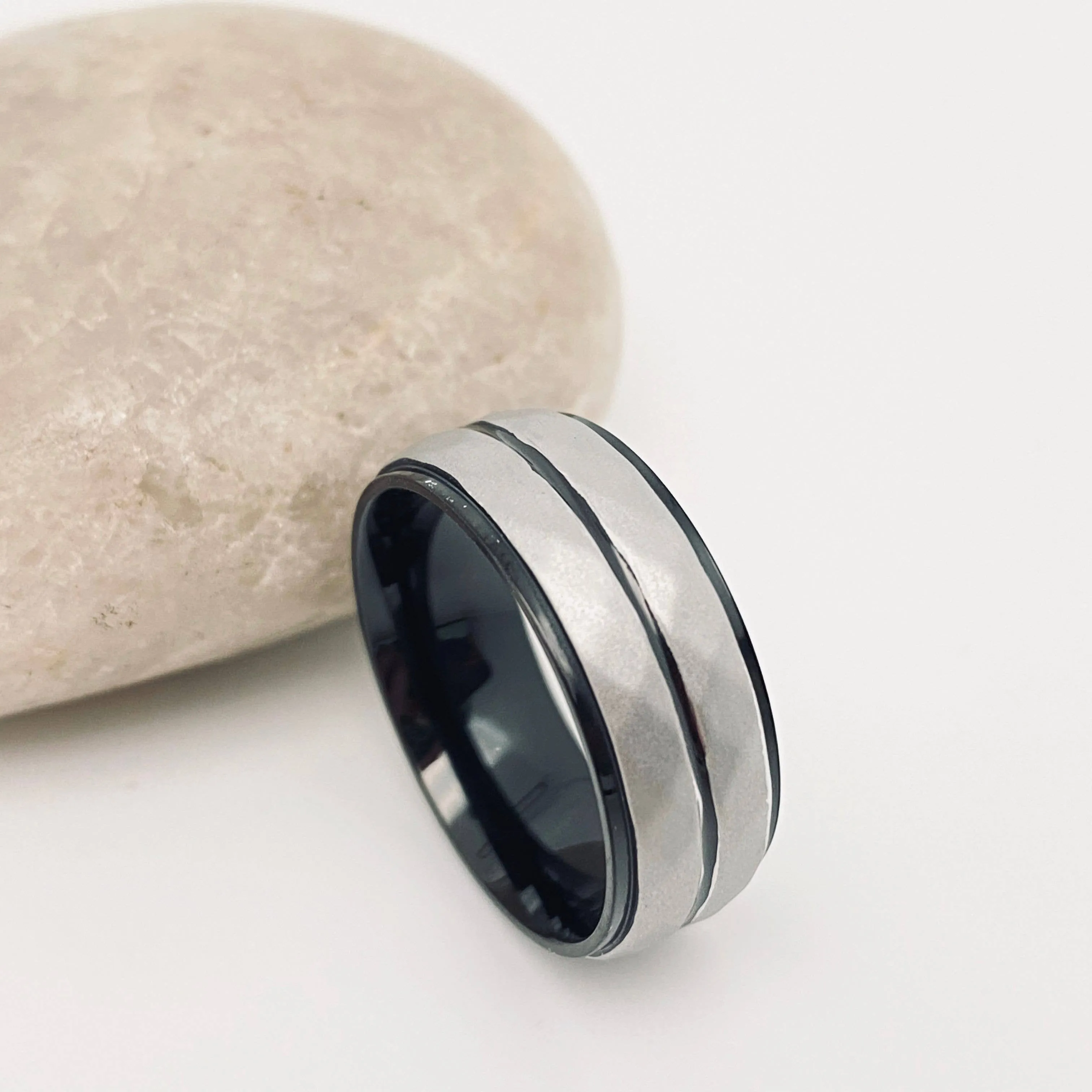 Men's Stainless Steel Bicolored Ring Men's Jewelry: No. 9 / Blue