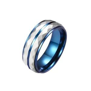 Men's Stainless Steel Bicolored Ring Men's Jewelry: No. 9 / Blue