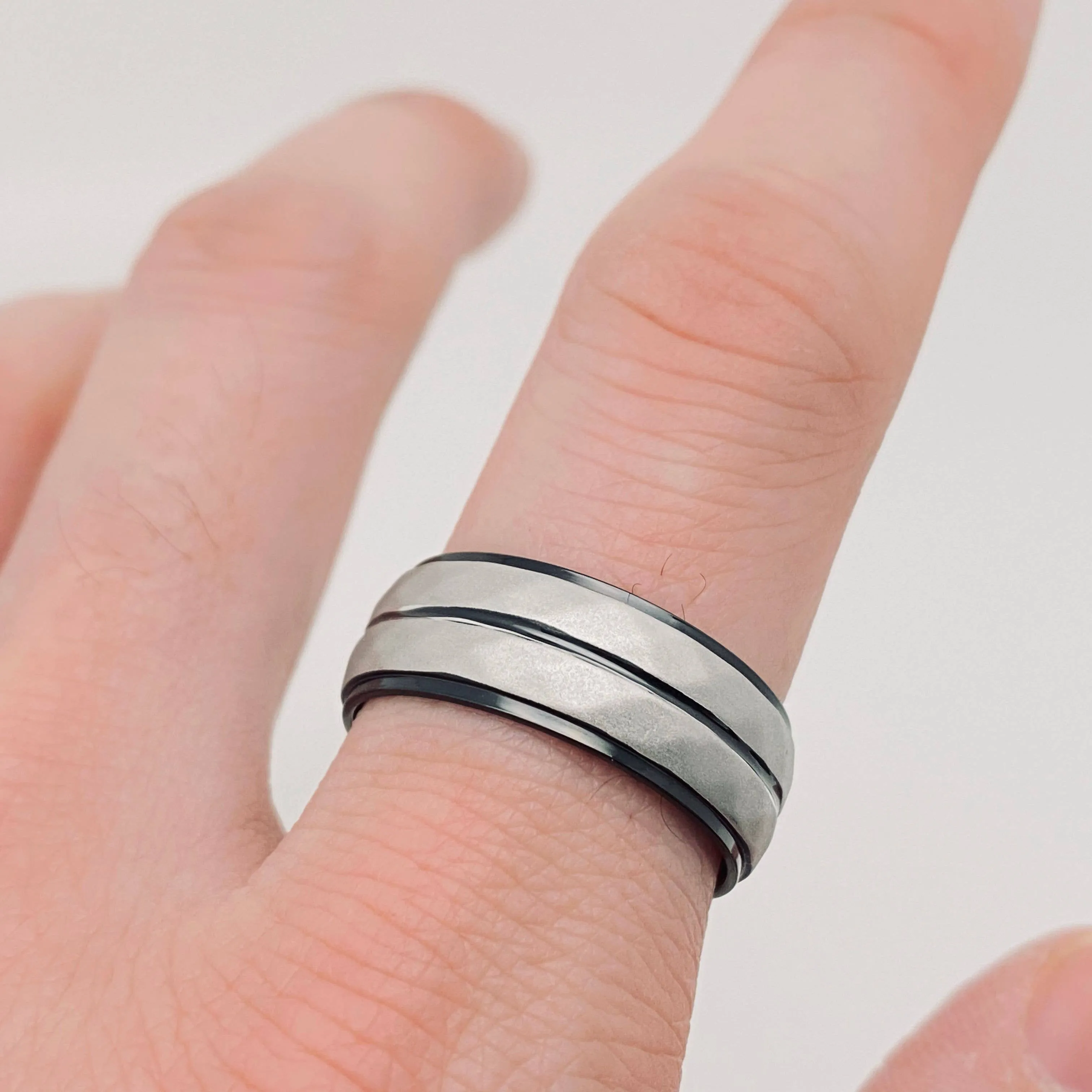 Men's Stainless Steel Bicolored Ring Men's Jewelry: No. 9 / Blue