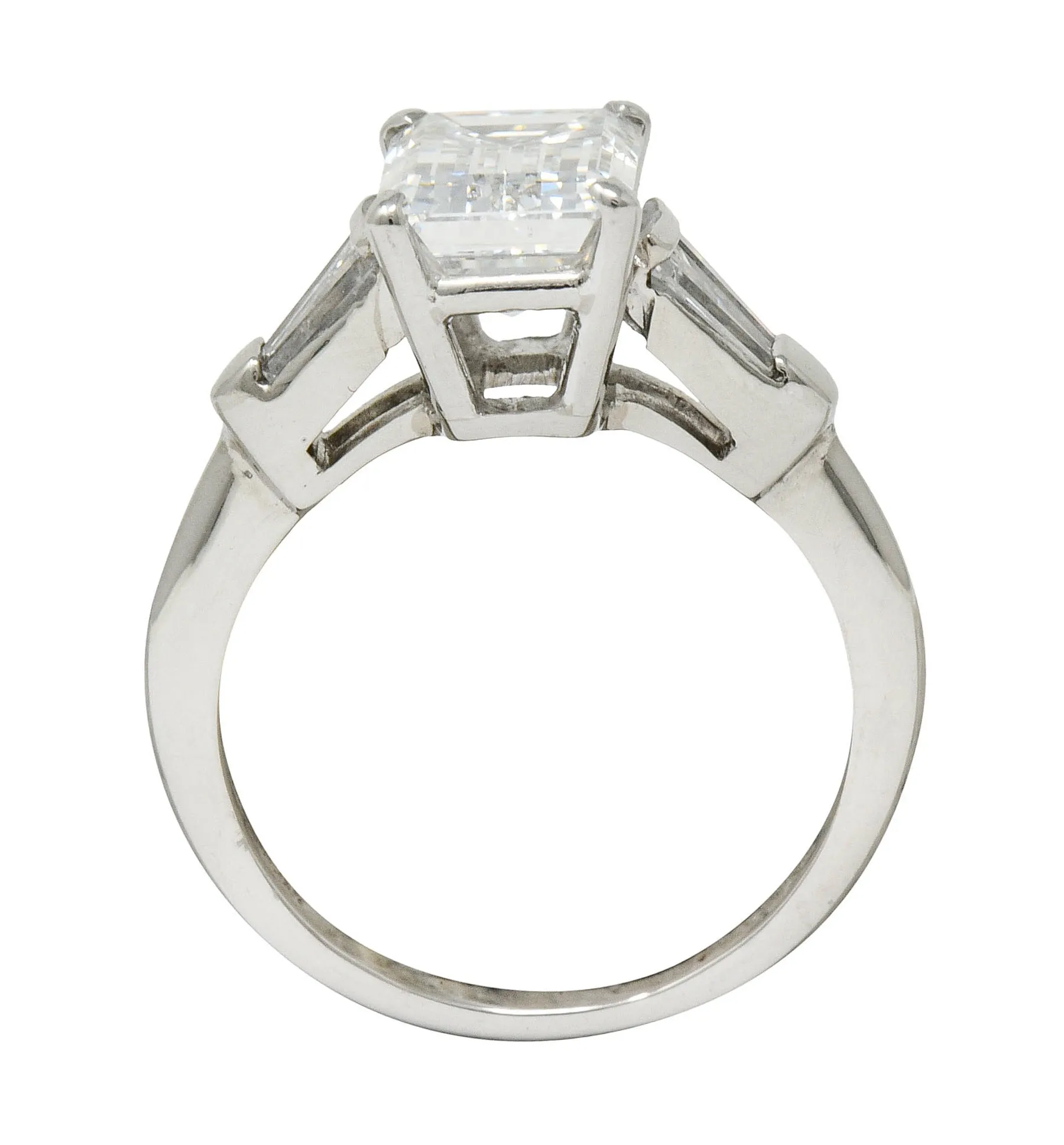 Mid-Century 2.47 CTW Emerald Cut Diamond Platinum Engagement Ring GIA