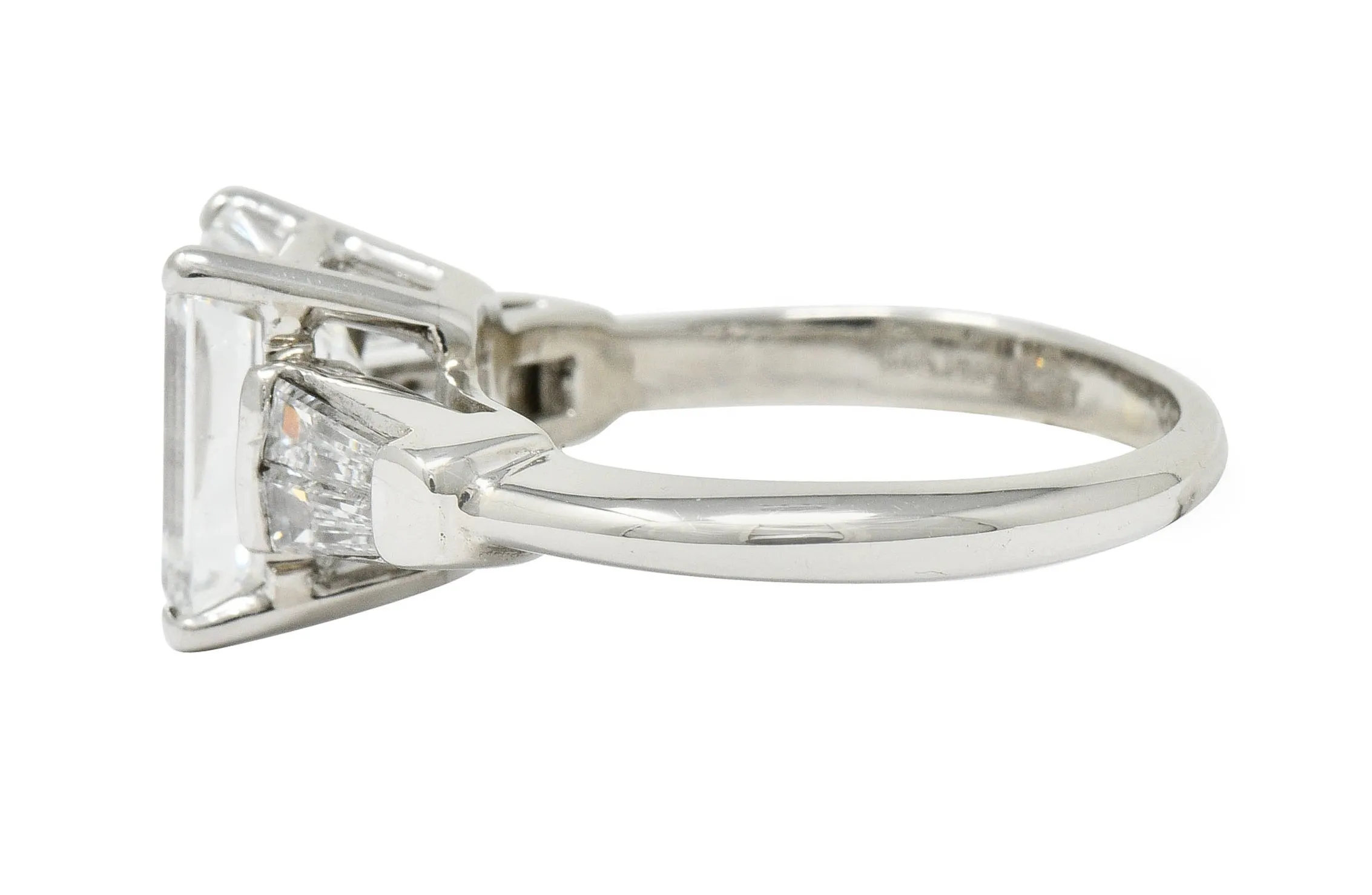 Mid-Century 2.47 CTW Emerald Cut Diamond Platinum Engagement Ring GIA