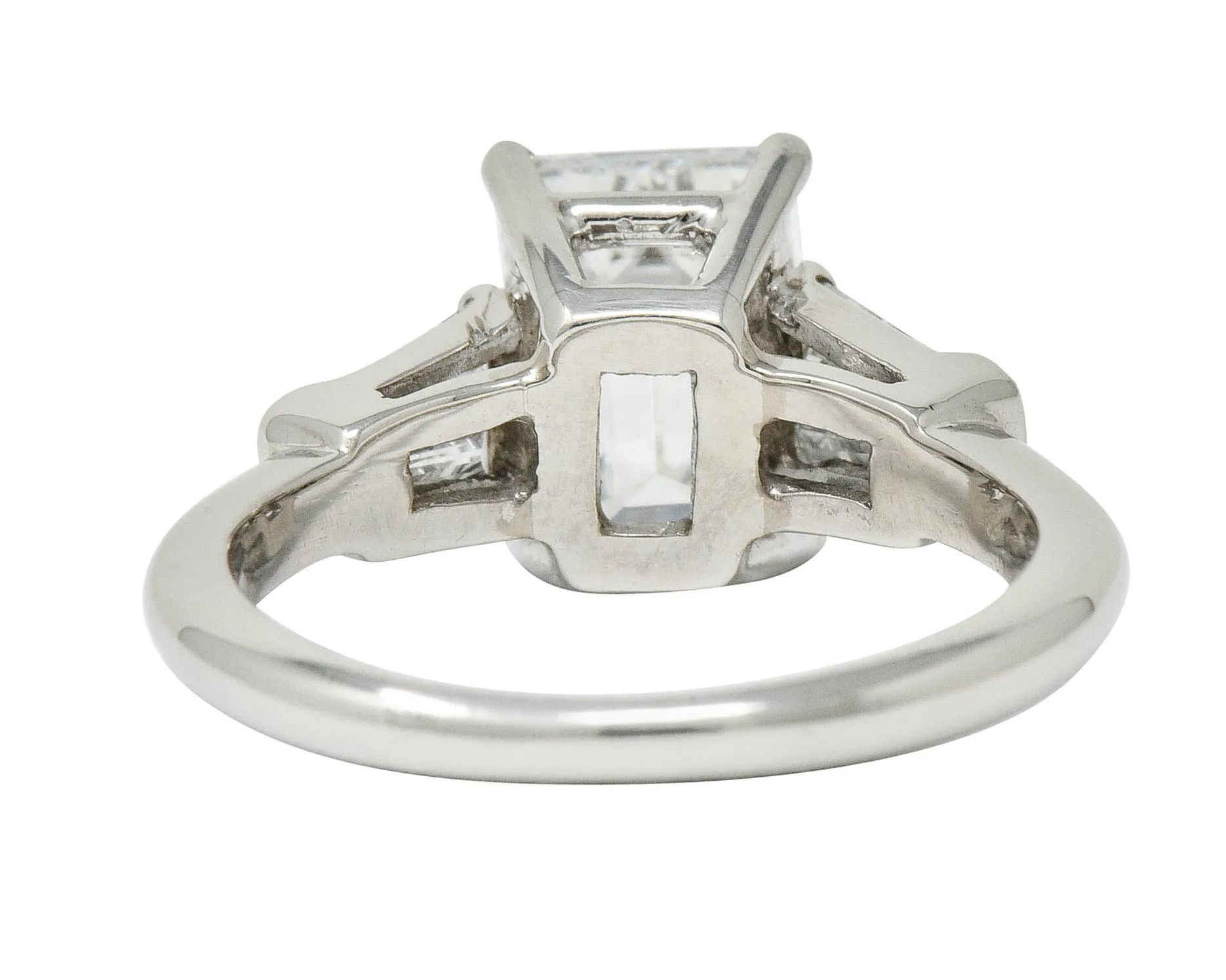 Mid-Century 2.47 CTW Emerald Cut Diamond Platinum Engagement Ring GIA