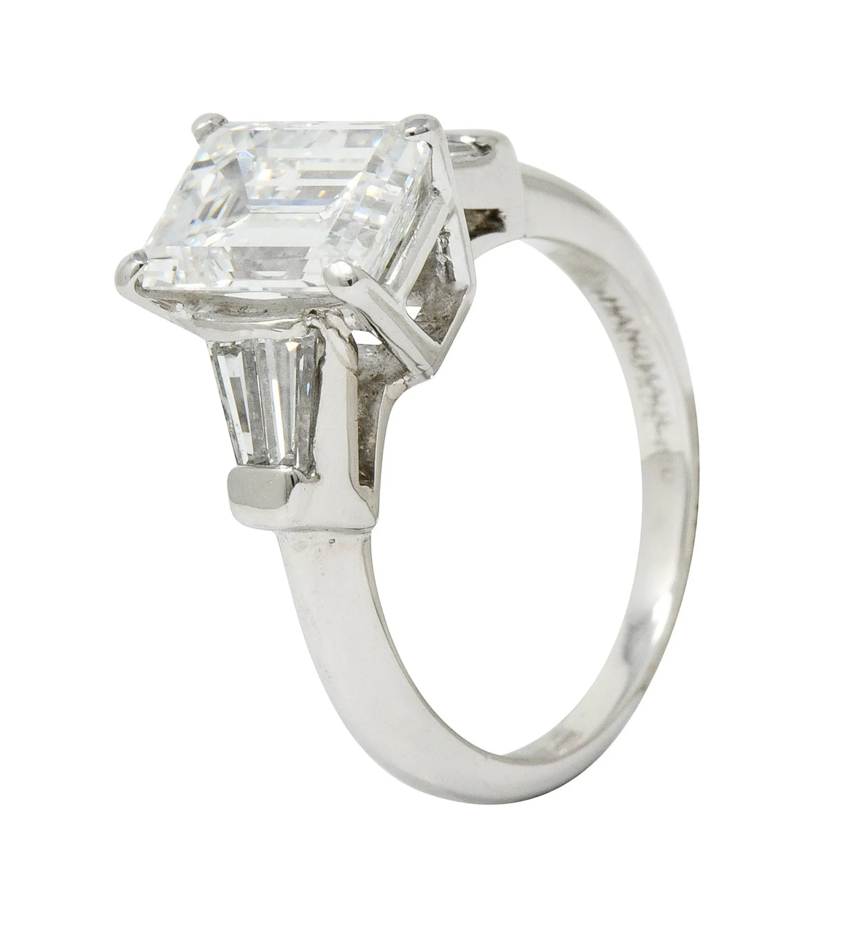 Mid-Century 2.47 CTW Emerald Cut Diamond Platinum Engagement Ring GIA