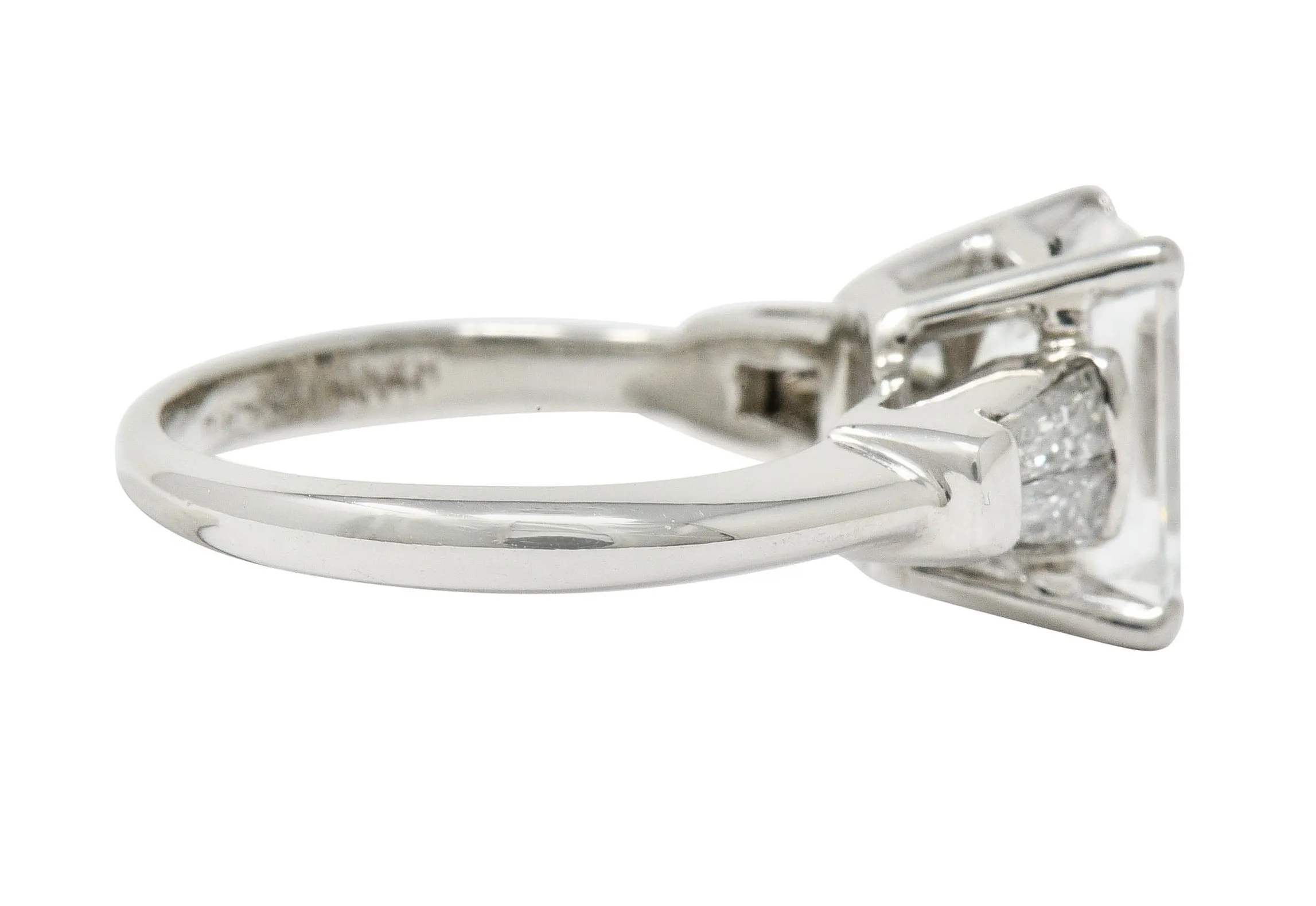 Mid-Century 2.47 CTW Emerald Cut Diamond Platinum Engagement Ring GIA