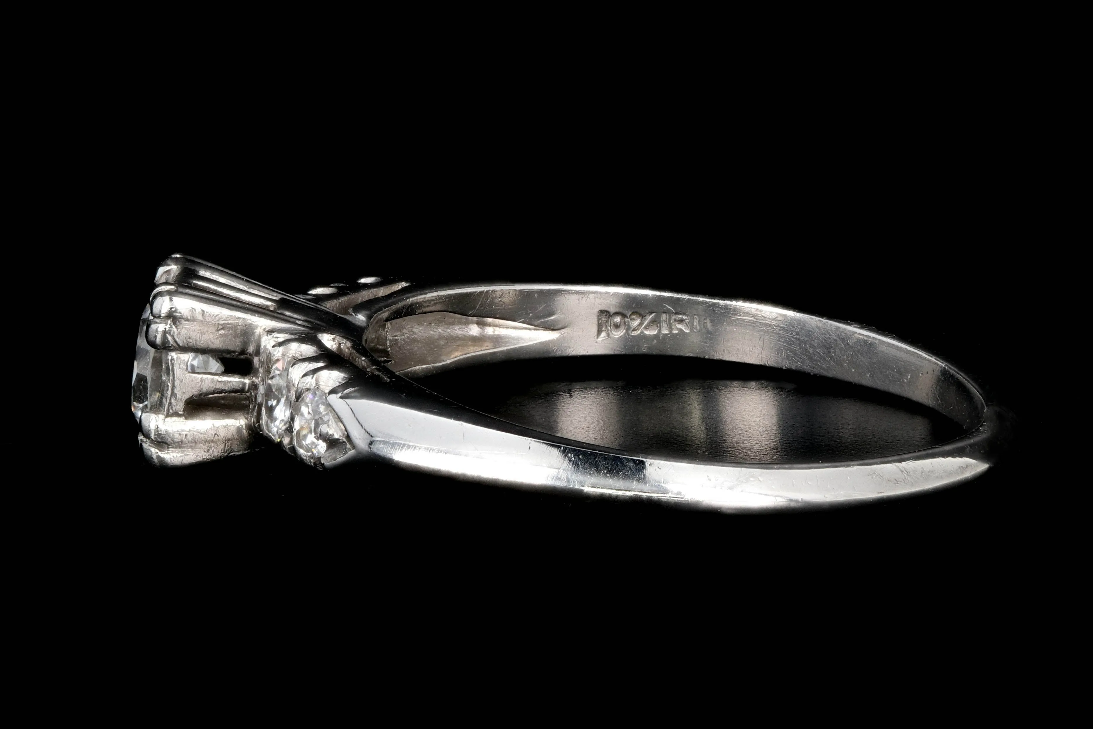 Mid Century Platinum .26 Carat Transition Cut Diamond Engagement Ring