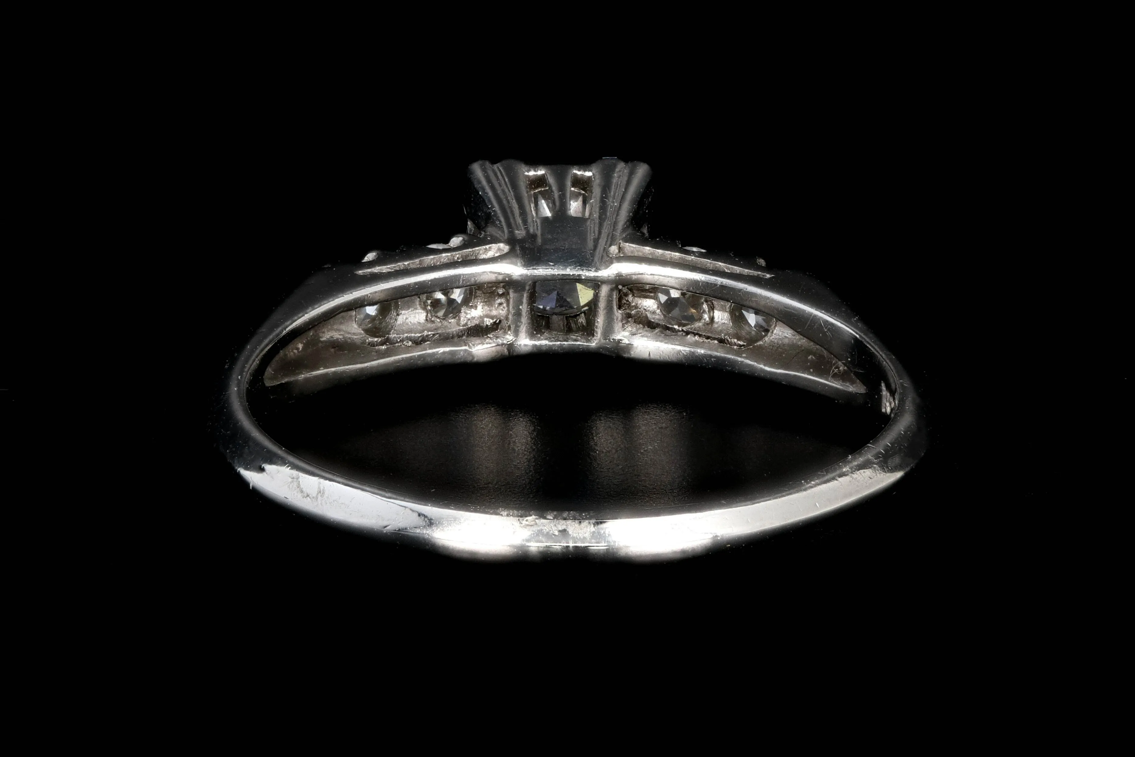 Mid Century Platinum .26 Carat Transition Cut Diamond Engagement Ring