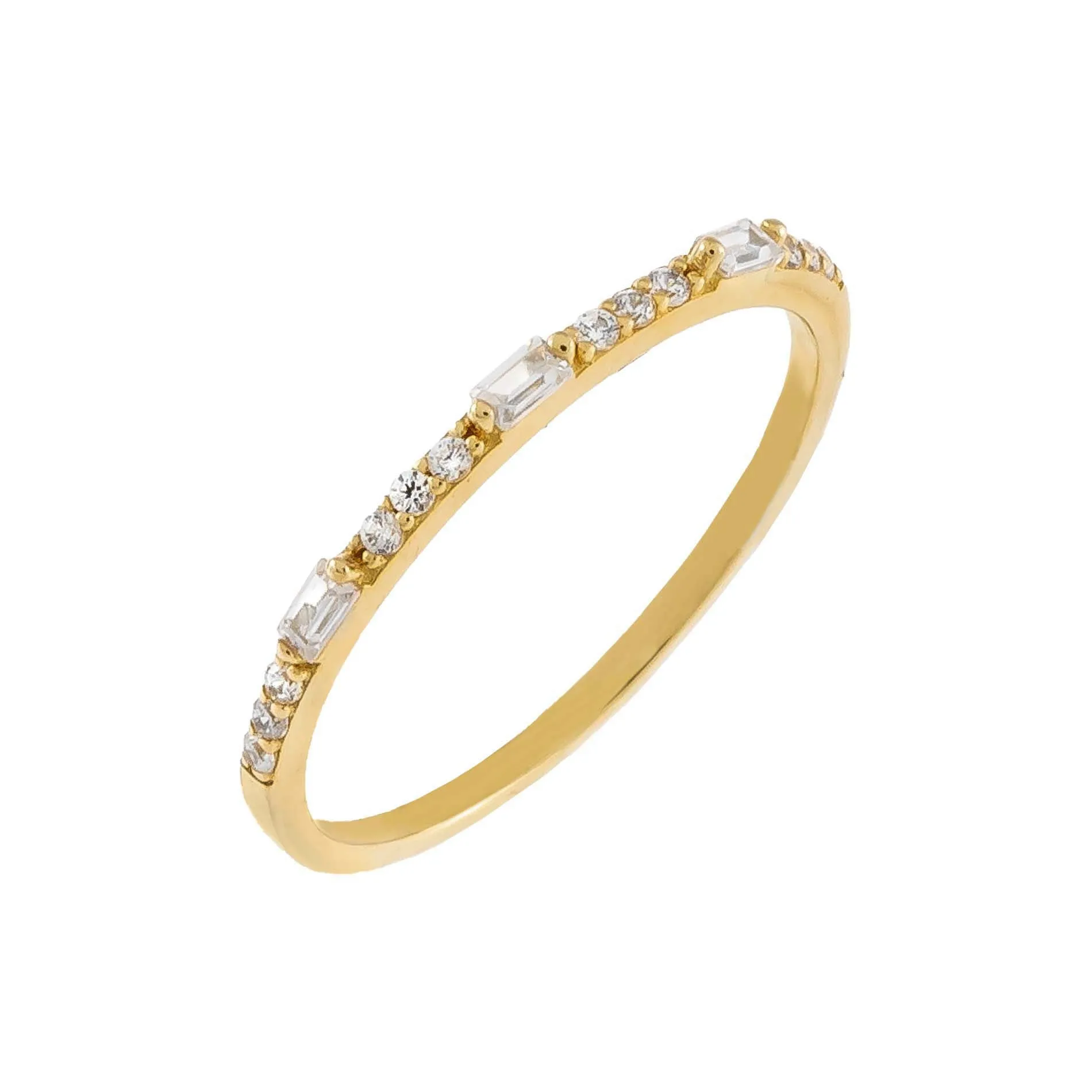 Mini Baguette X CZ Stone Ring 14K