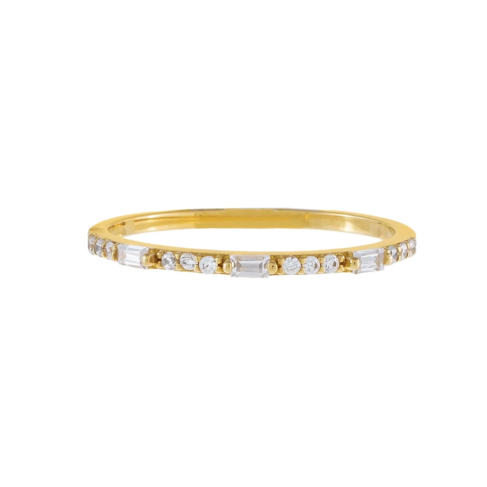 Mini Baguette X CZ Stone Ring 14K