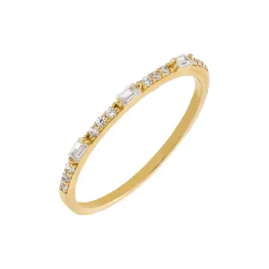 Mini Baguette X CZ Stone Ring 14K
