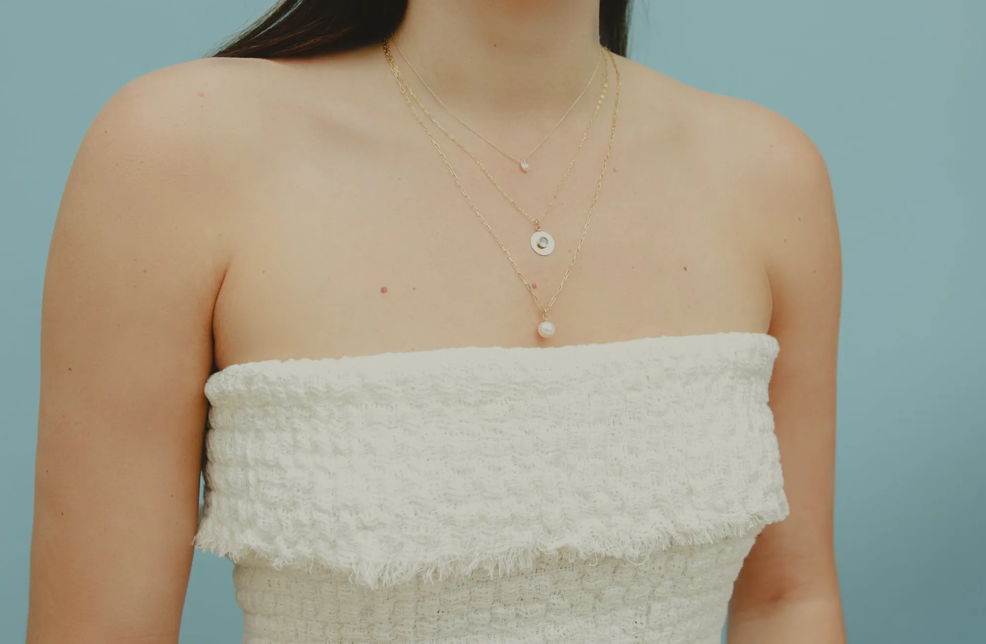 Mini Paperclip Necklace With Removable Pearl Drop