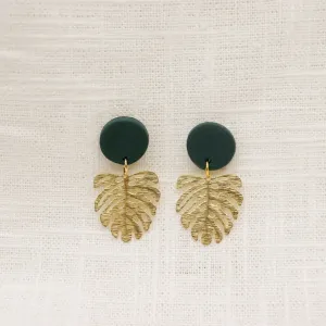 Monstera Leaf Clay Earrings