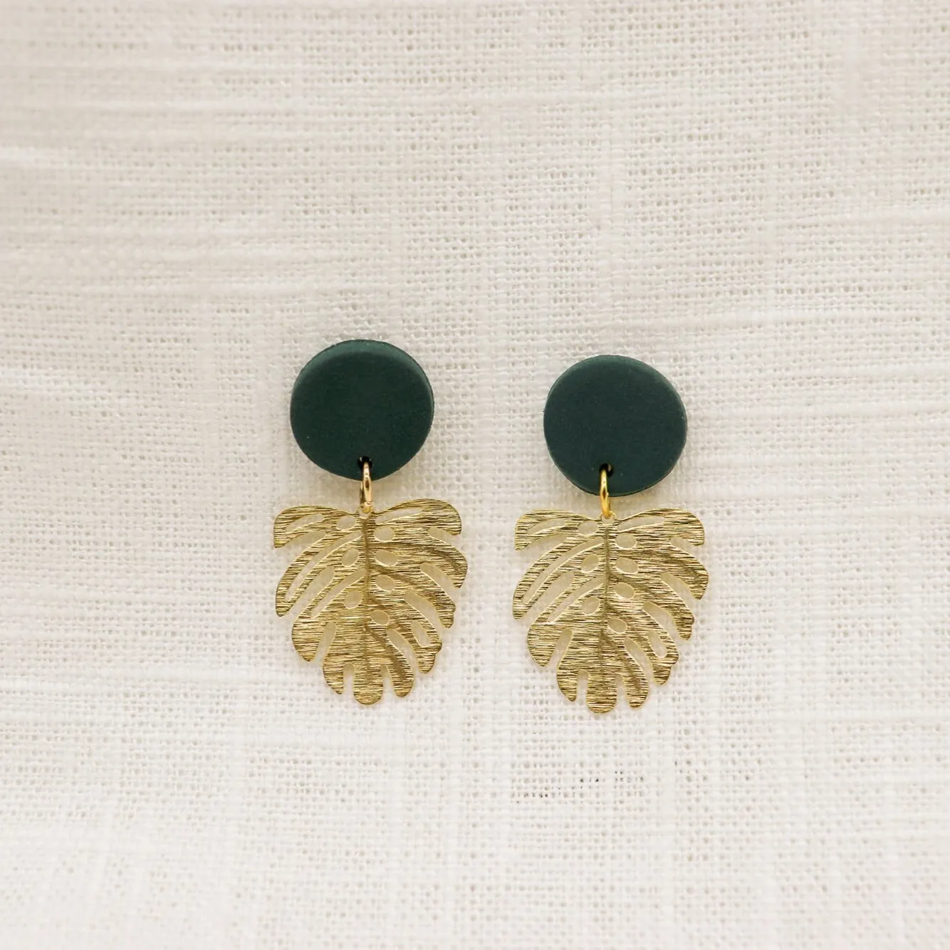 Monstera Leaf Clay Earrings