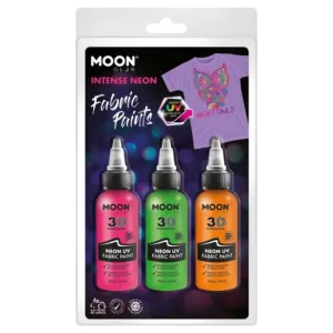 Moon Glow Neon Uv Intense Fabric Paint, Pink, Green, Orange