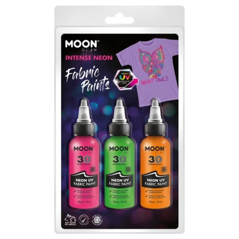 Moon Glow Neon Uv Intense Fabric Paint, Pink, Green, Orange