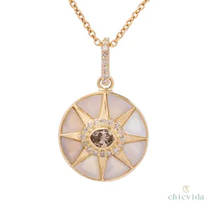 Mother of Pearl Pendant With Salt & Pepper Diamond