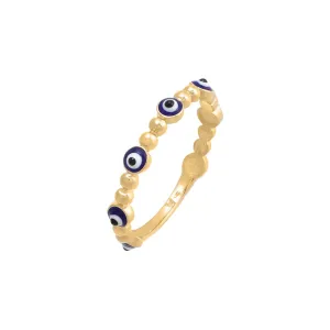 Multi Enamel Evil Eye Ring 14k