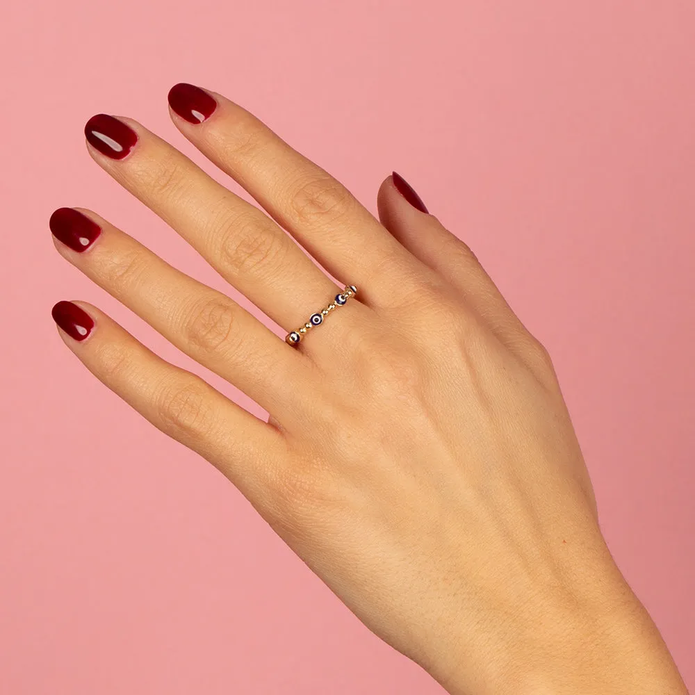 Multi Enamel Evil Eye Ring 14k