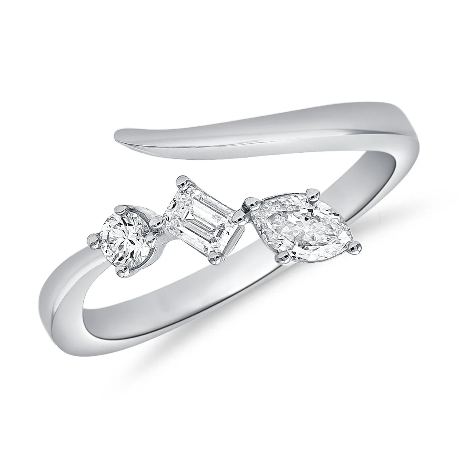 Multishape Diamond Dainty Cuff Ring