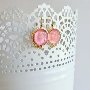 Napoleonic Bee Salmon Pink Intaglios Earrings - Peu d’Abelle Earrings