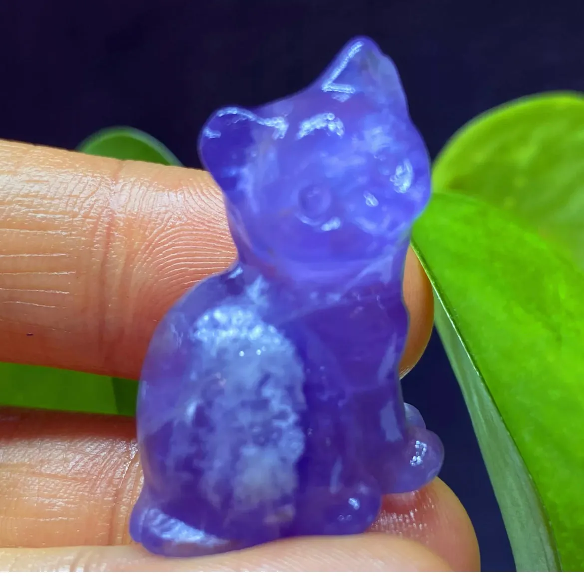 Natural Fluorite Kitty Cat Crystal Figurine
