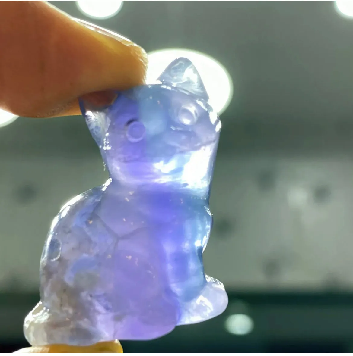 Natural Fluorite Kitty Cat Crystal Figurine