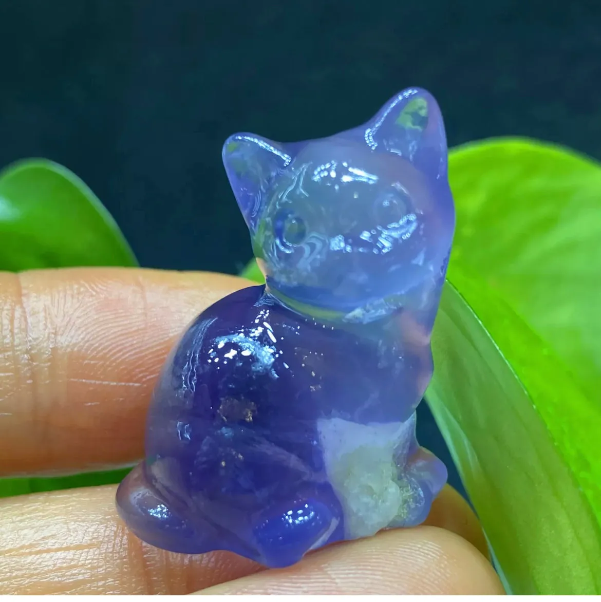 Natural Fluorite Kitty Cat Crystal Figurine