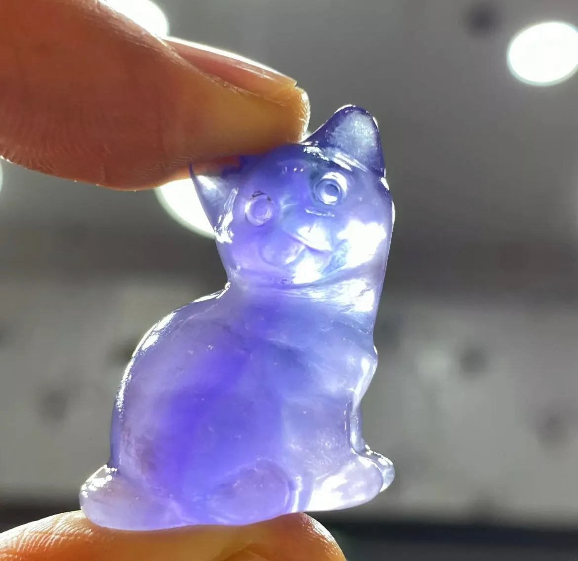 Natural Fluorite Kitty Cat Crystal Figurine
