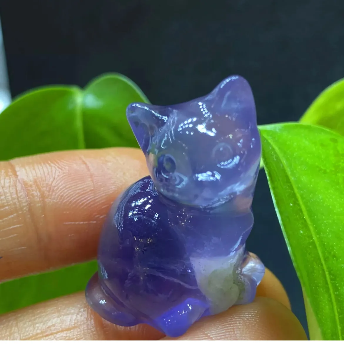 Natural Fluorite Kitty Cat Crystal Figurine