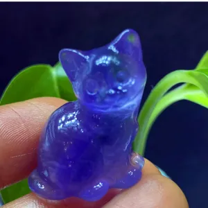 Natural Fluorite Kitty Cat Crystal Figurine