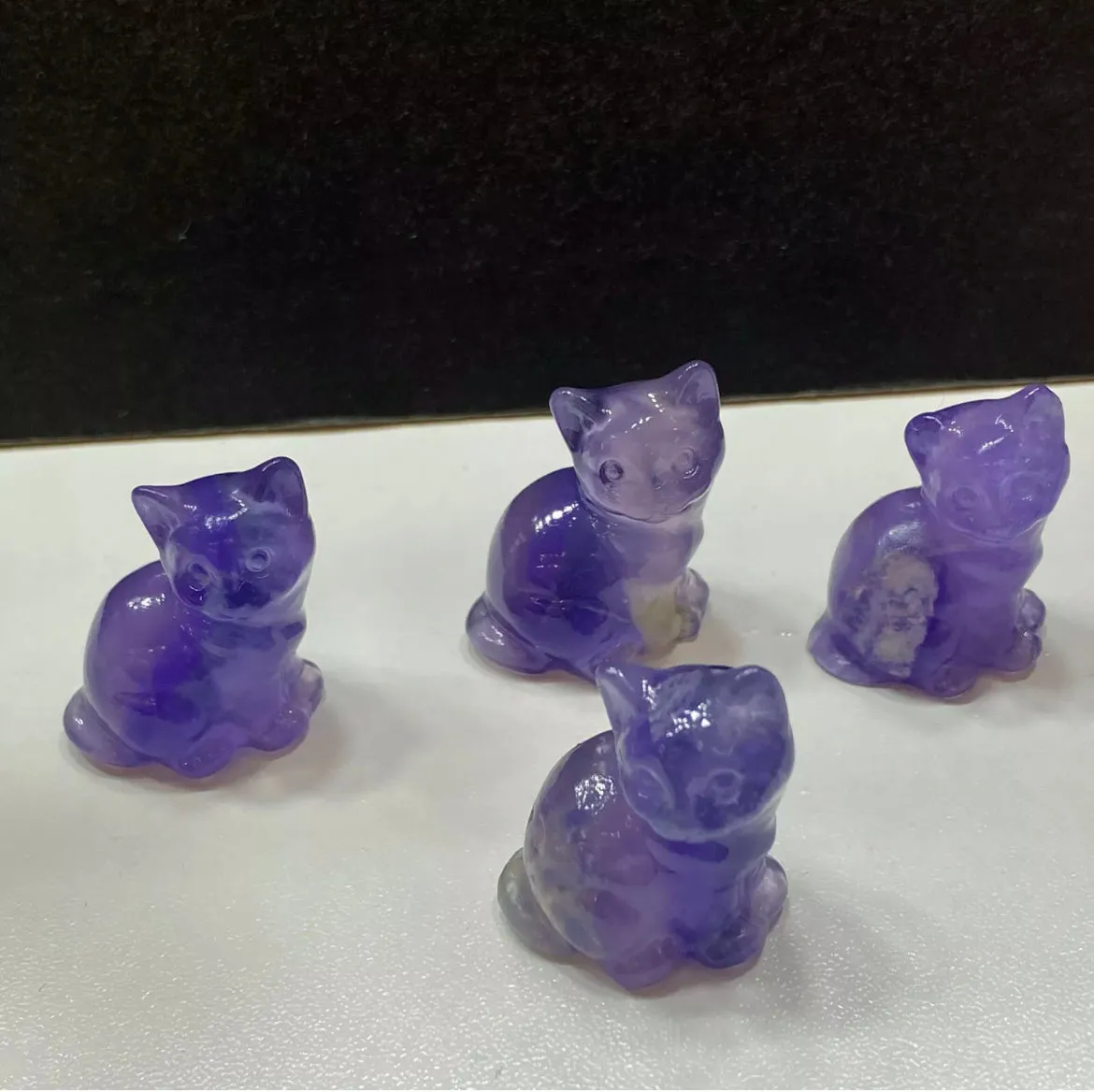 Natural Fluorite Kitty Cat Crystal Figurine