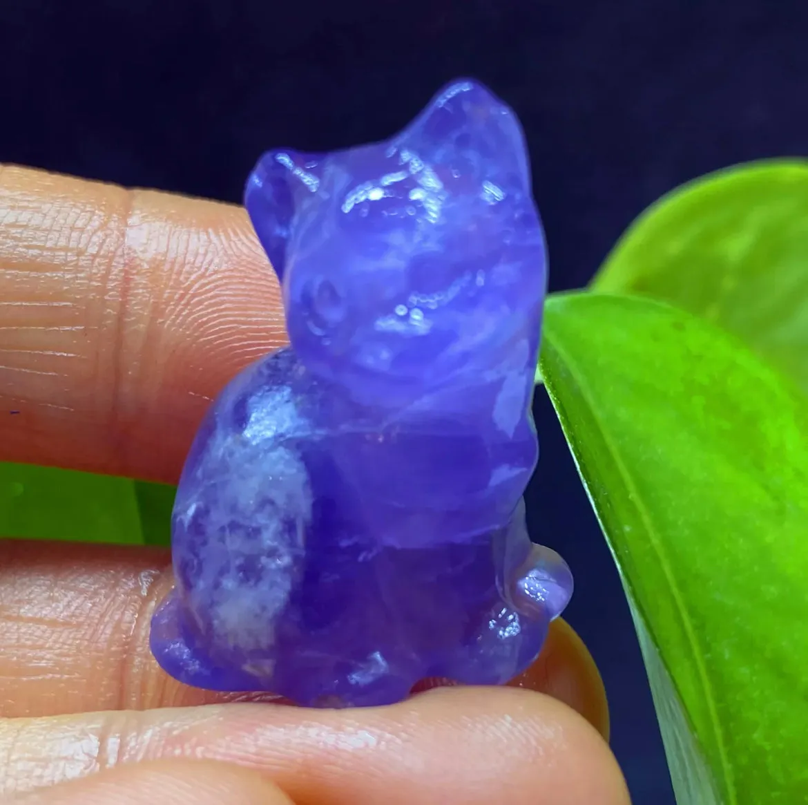 Natural Fluorite Kitty Cat Crystal Figurine
