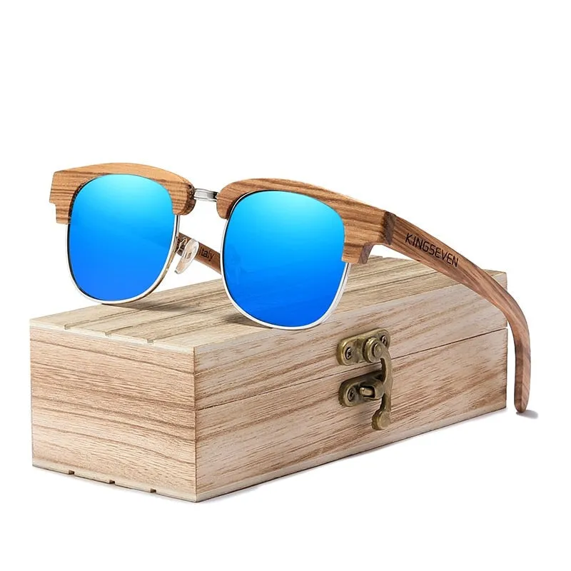 New Retro Wooden Natural  Polarized Men Spring Hinge Sunglasses