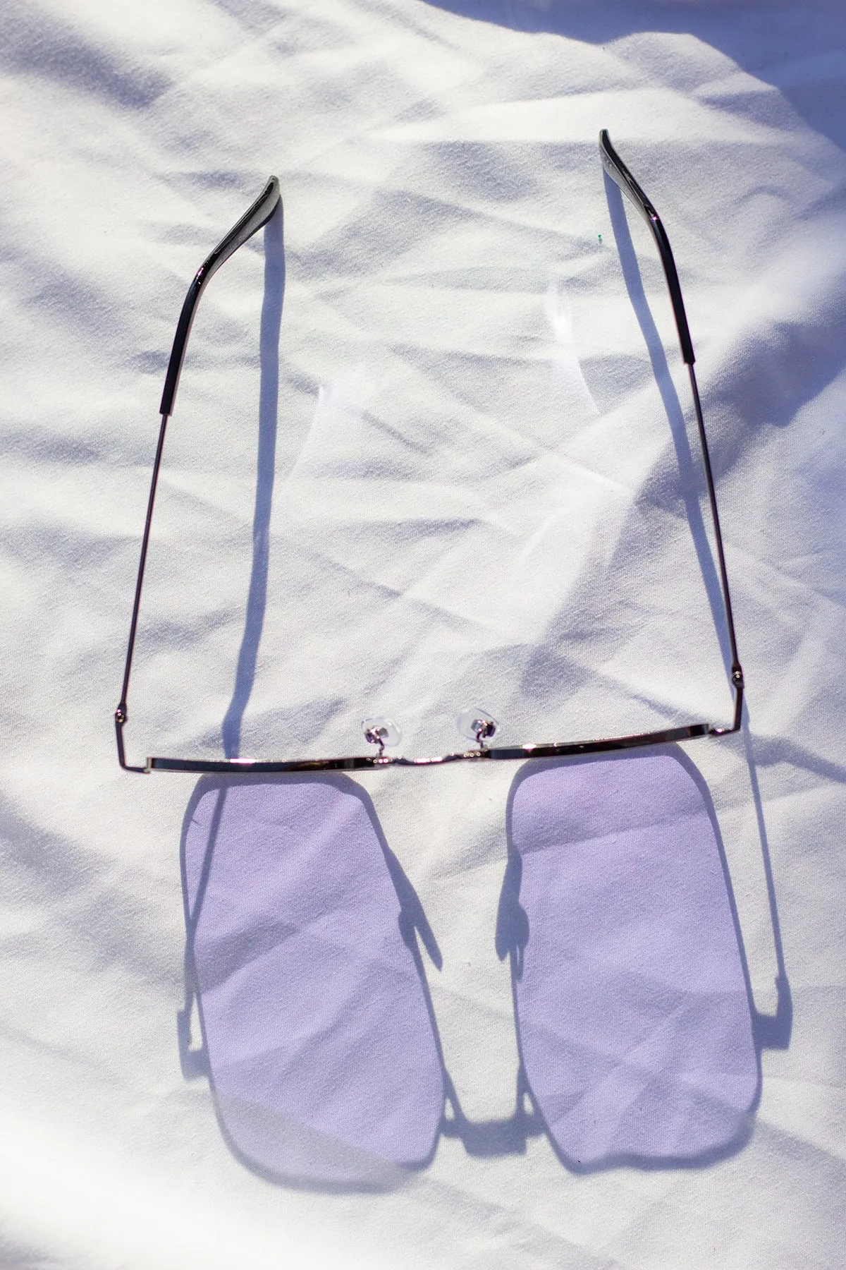 Nose Bridge Angular Rectangle Aviator Sunglasses