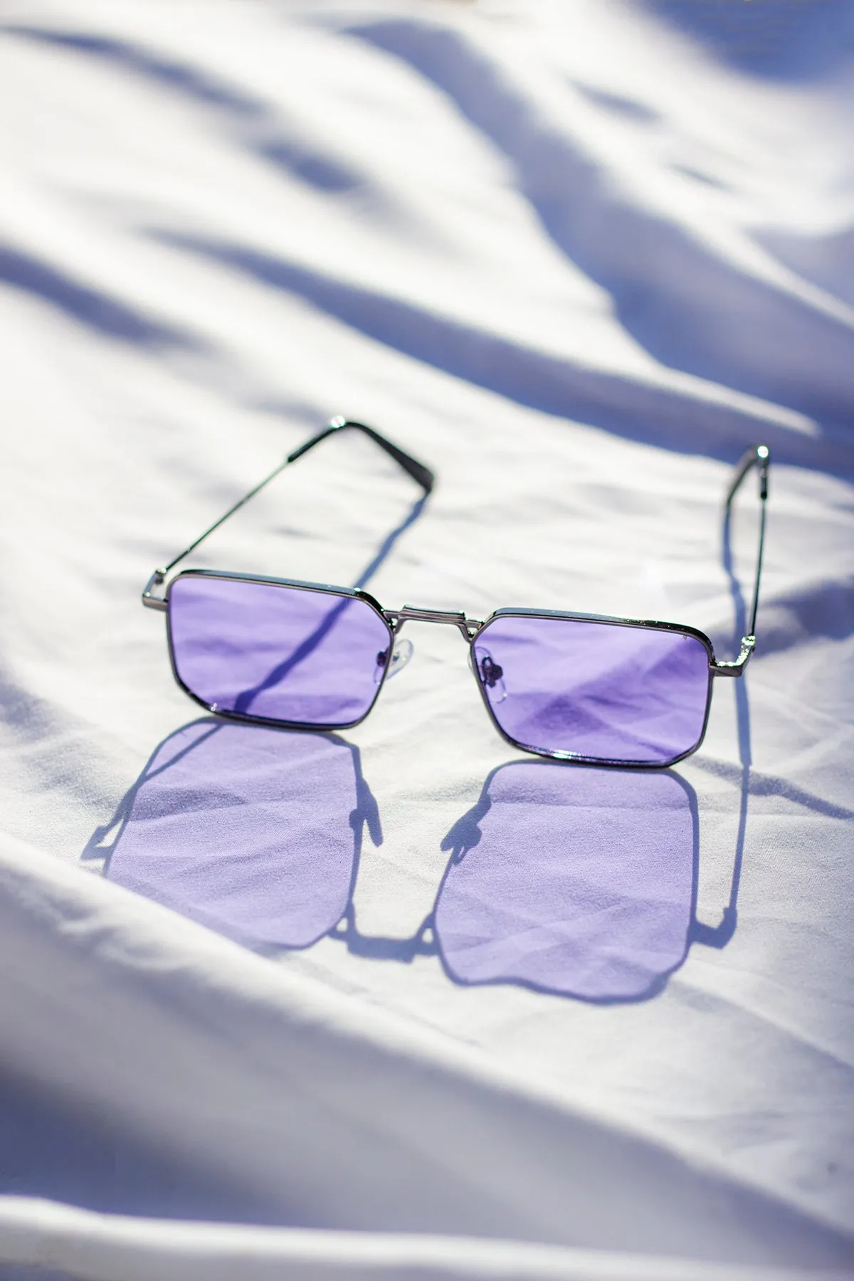Nose Bridge Angular Rectangle Aviator Sunglasses