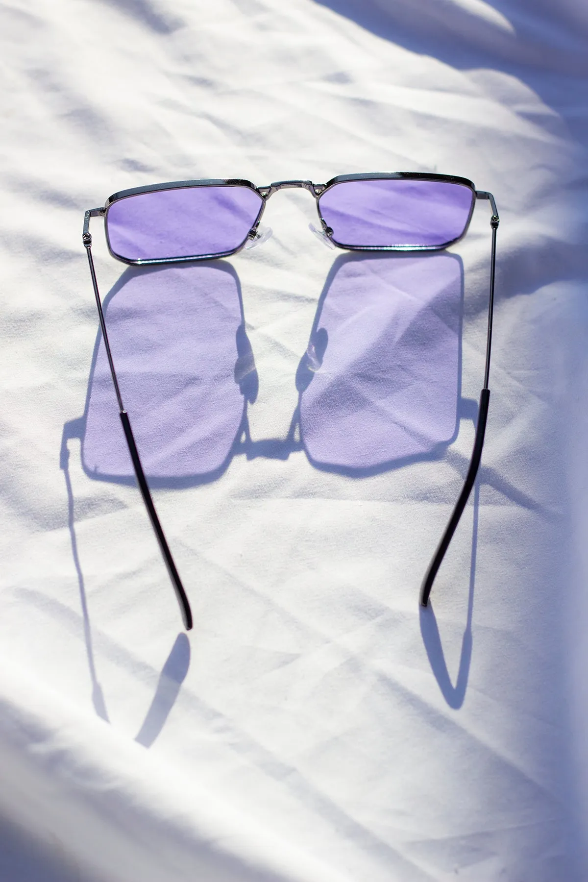 Nose Bridge Angular Rectangle Aviator Sunglasses